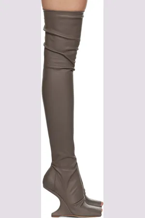 Rick Owens Bottes hautes 11 grises à talon en porte à faux - Porterville