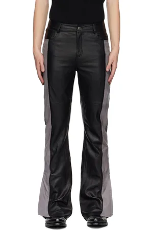 Deadwood Pantalon Prance noir et gris en cuir exclusif à SSENSE