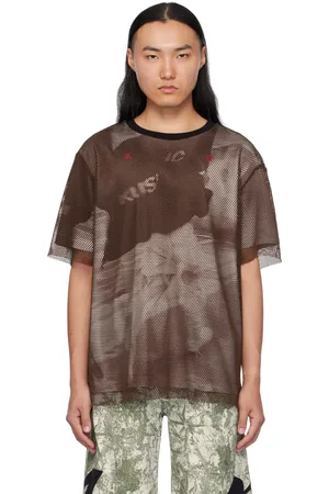 Kusikohc T-shirt brun en filet à image imprimée