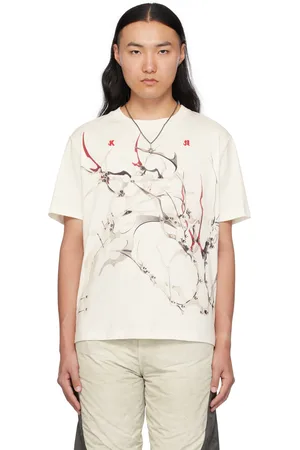 Kusikohc T-shirt blanc cassé à image imprimée