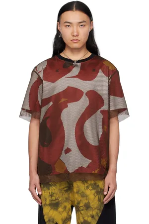 Kusikohc T-shirt brun en filet à image imprimée