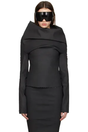 Rick Owens Chemisier à manches longues drapé noir - Porterville