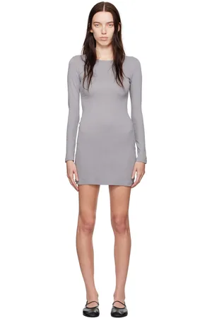 Gil Rodriguez Robe courte à manches longues Bellevue grise