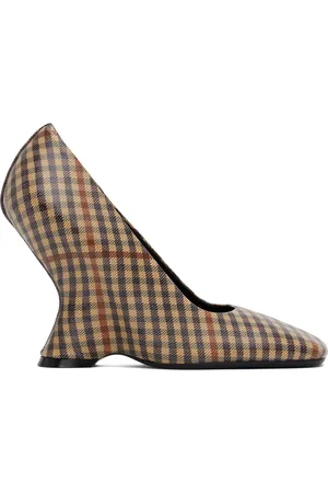 DRIES VAN NOTEN Chaussures à talon compensé beiges en cuir