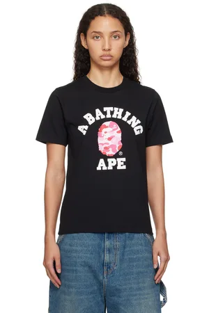 BAPE T-shirt noir à logo de style collégial à motif camouflage ABC
