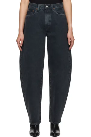 AGOLDE Jean noir à coutures extérieures incurvées