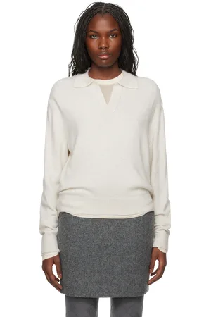 DUNST Pull blanc cassé à col classique ouvert