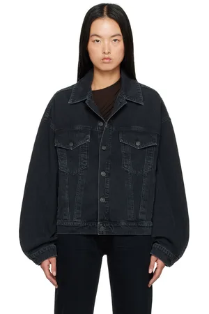 AGOLDE Blouson Dalton noir en denim à emmanchures basses