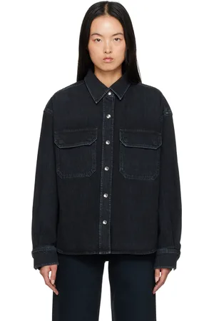 AGOLDE Chemise Gwen noire en denim à coutures latérales fendues