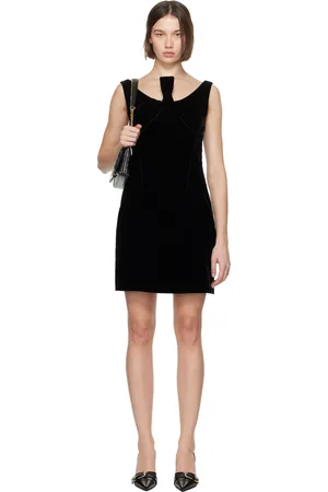 Givenchy Robe courte noire en velours à ornement noué