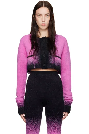 OTTOLINGER Cardigan droit noir et rose en tricot