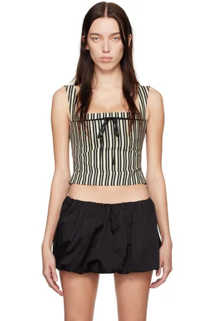 Miaou Haut de style corset Imogene noir et blanc cassé à cordon coulissant