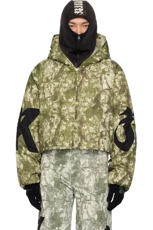 Kusikohc Anorak vert à motifs à carreaux et à logos