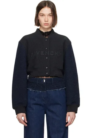 Givenchy Blouson aviateur de style teddy écourté bleu marine et gris