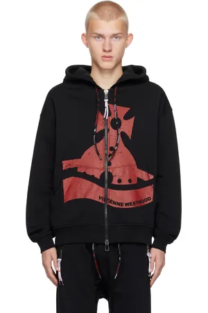 Vivienne Westwood Pull à capuche noir à orbe modifiée et à glissière