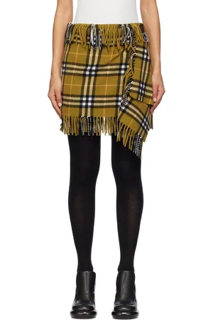 Burberry Minijupe brune en laine et cachemire à carreaux