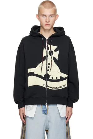 Vivienne Westwood Pull à capuche bleu marine à orbe modifiée et à glissière
