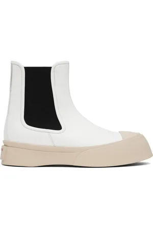 Marni Bottes chelsea blanches en cuir à semelle Pablo