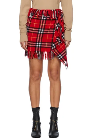 Burberry Minijupe rouge en laine et cachemire à carreaux
