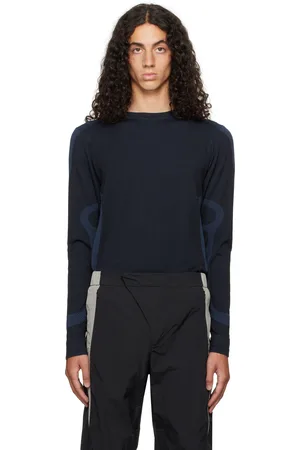 J.LAL T-shirt à manches longues Riser noir et bleu marine