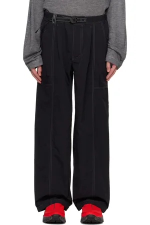 and wander Pantalon froissé noir en nylon