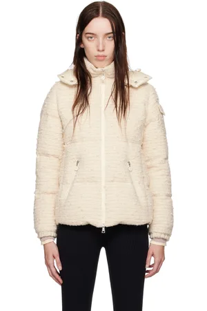 Moncler Blouson court Fourmines blanc cassé en tweed rembourré en duvet