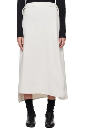 Y-3 Jupe midi de survêtement blanc cassé