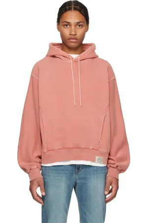 Solid Pull à capuche rose à logo et à coutures délavées