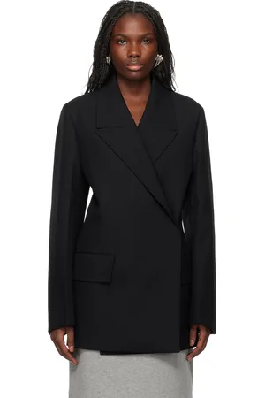 Jil Sander Veston noir en laine à double boutonnage