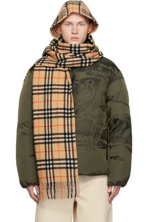 Burberry Écharpe beige en cachemire à carreaux et à capuche