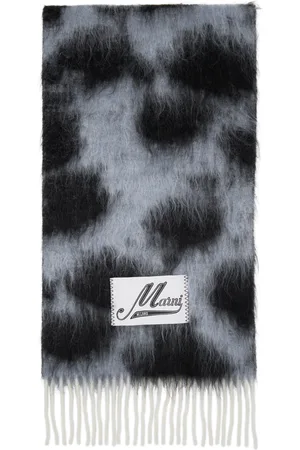 Marni Écharpe bleu et noir en laine et mohair