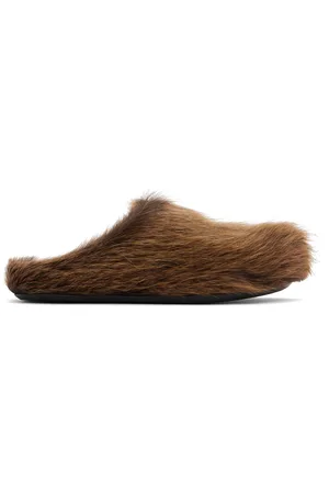 Marni Flâneurs de style sabot Fussbett bruns en poil de veau