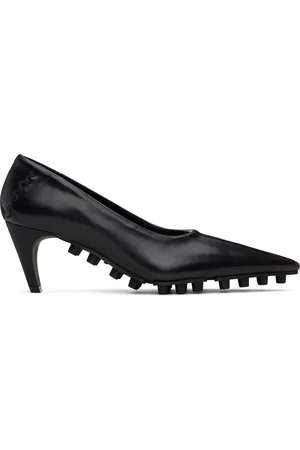 Marni Chaussures à petit talon noires en cuir nappa à semelle crantée