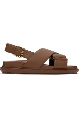 Marni Sandales Fussbett brunes en cuir