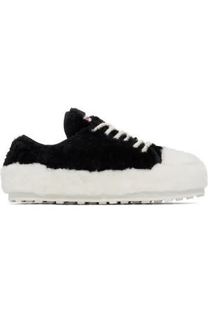 Marni Baskets de tennis noir et blanc en fourrure synthétique