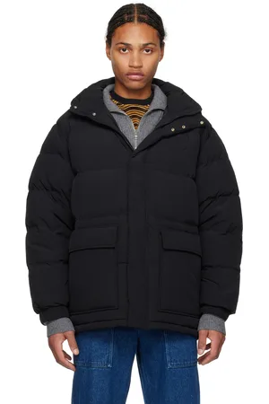Maison Kitsuné Manteau matelassé noir rembourré en duvet à capuche