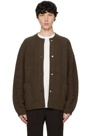 Issey Miyake Cardigan Rustic brun en tricot