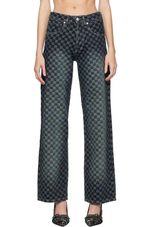 MISBHV Jean bleu à monogrammes en tissu jacquard