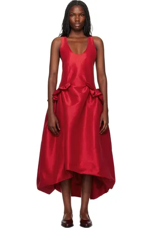 Kika Vargas Robe midi Ramya rouge exclusive à SSENSE
