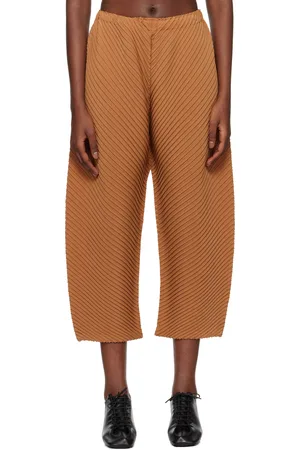 Issey Miyake Pantalon Vigor brun à plis