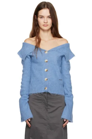Holzweiler Cardigan bleu à épaules dénudées