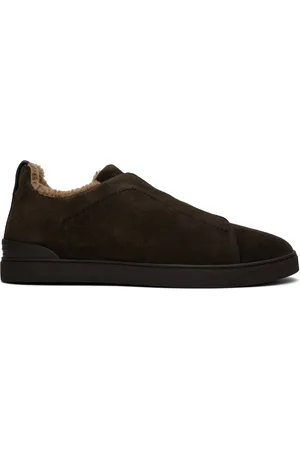 Ermenegildo Zegna Baskets Triple Stitch™ brunes en suède
