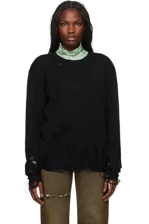Maison Margiela Pull noir à effet usé