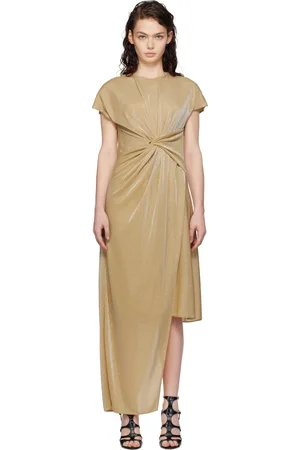 Lanvin Robe longue asymétrique dorée en Lurex
