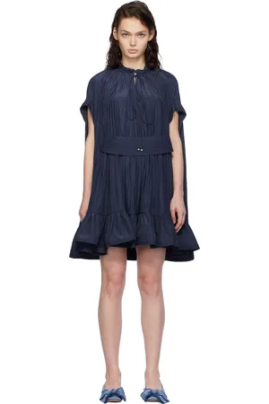 Lanvin Robe courte bleu marine en charmeuse