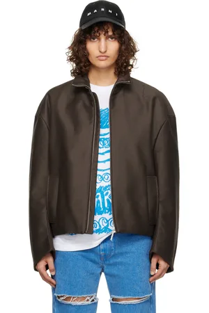 Marni Blouson écourté brun à manches cocon