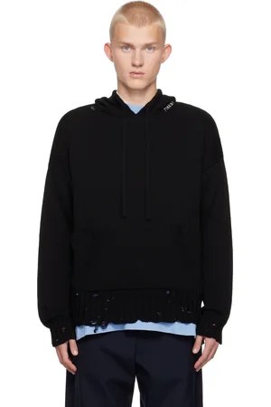 Marni Pull à capuche noir à logo à effet raccommodé