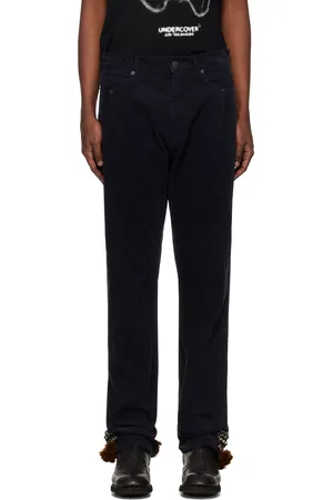UNDERCOVER Pantalon bleu marine à revers contrastants