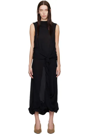 J.W.Anderson Robe longue transparente noire à assemblage drapé et à ornement torsadé