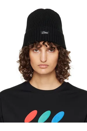 DIME Bonnet noir à rebord roulé à logo